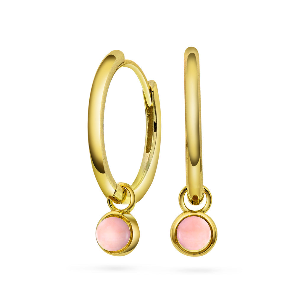 Örhänge i förgyllt silver med rosa opal LOVE (24mm)