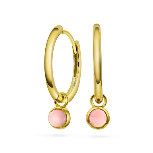 Örhänge i förgyllt silver med rosa opal LOVE (24mm)