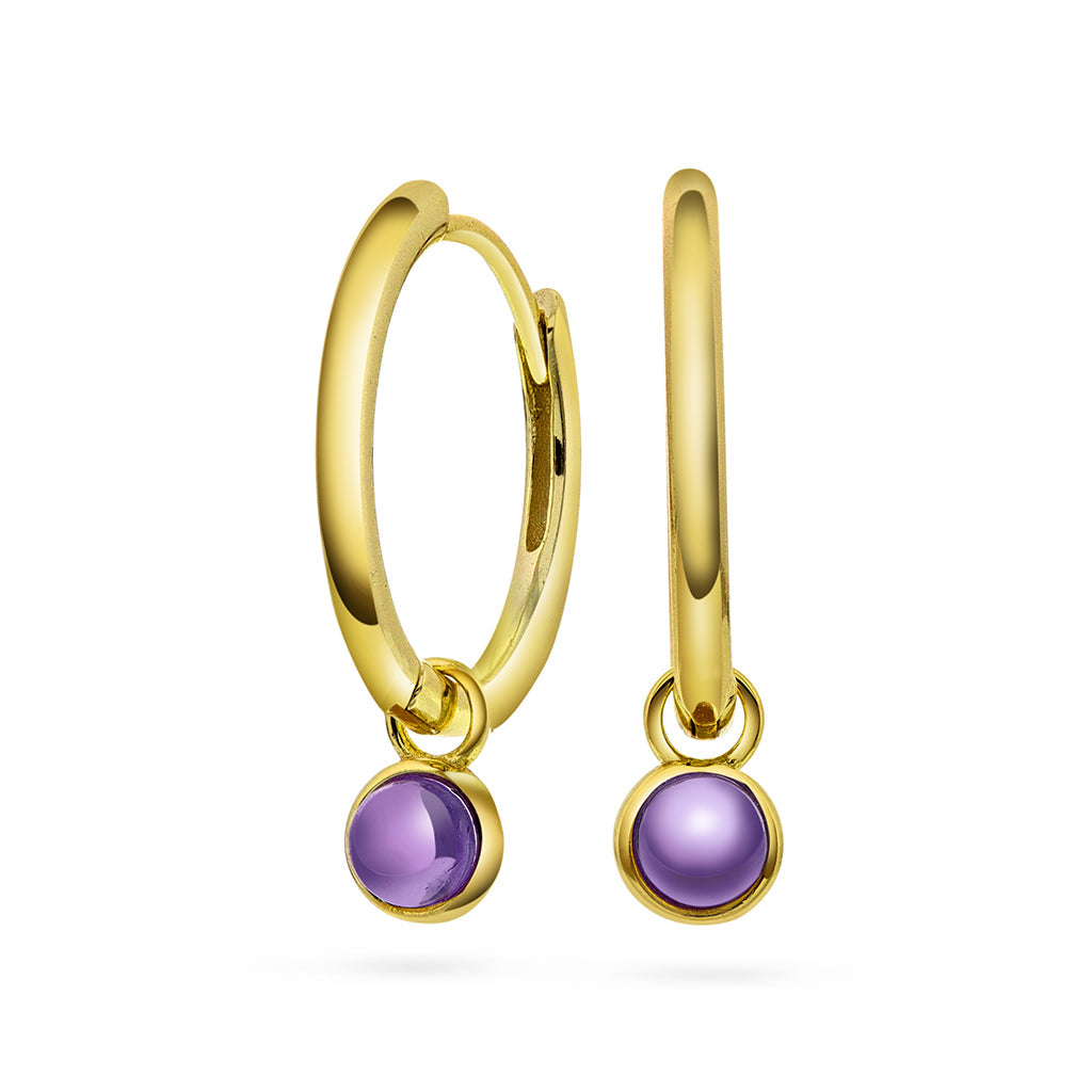 Örhänge i förgyllt silver med ametist RO (24mm)