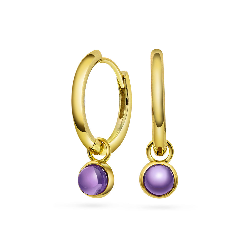 Örhänge i förgyllt silver med ametist RO (18mm)