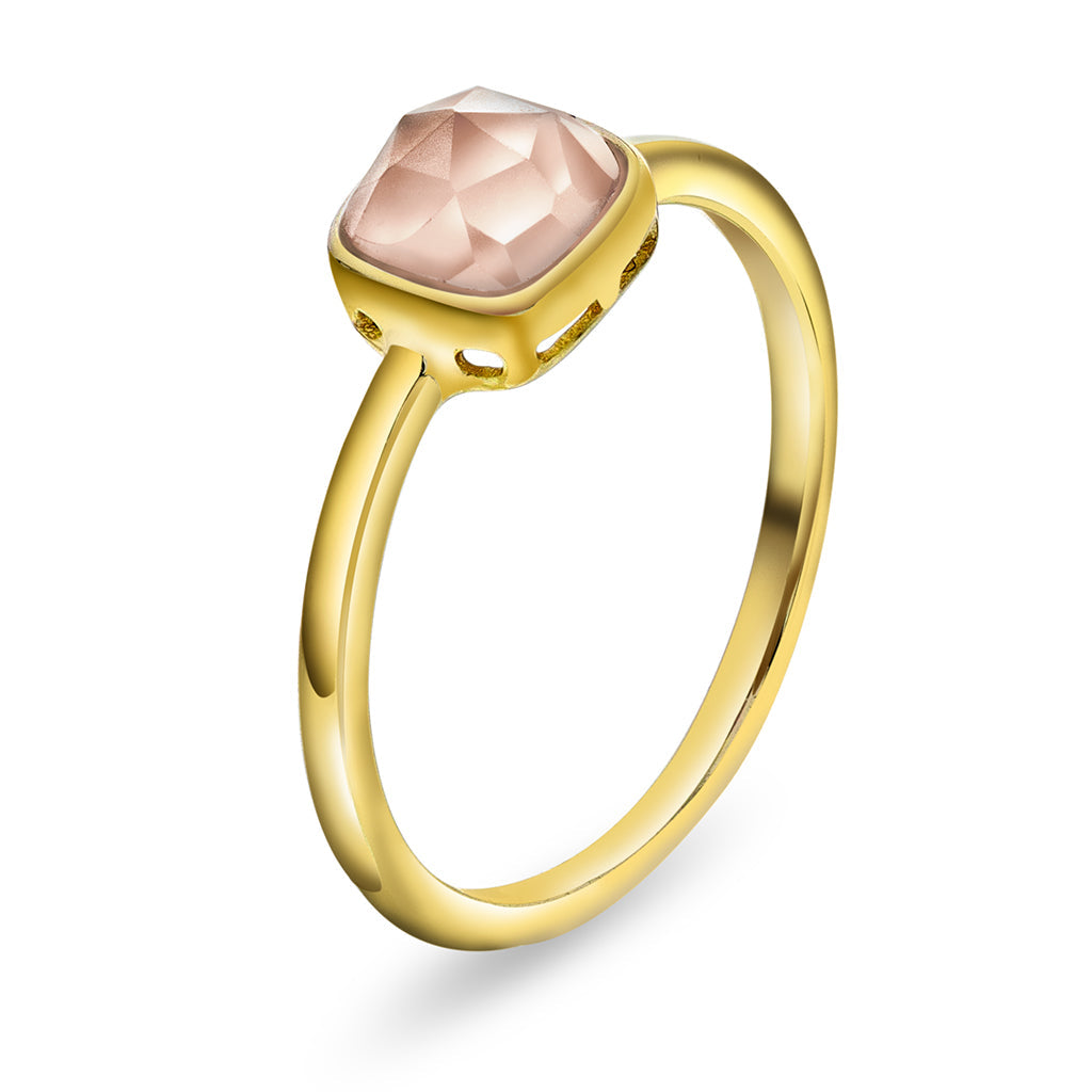 Ring i förgyllt silver med rosa opal LOVE