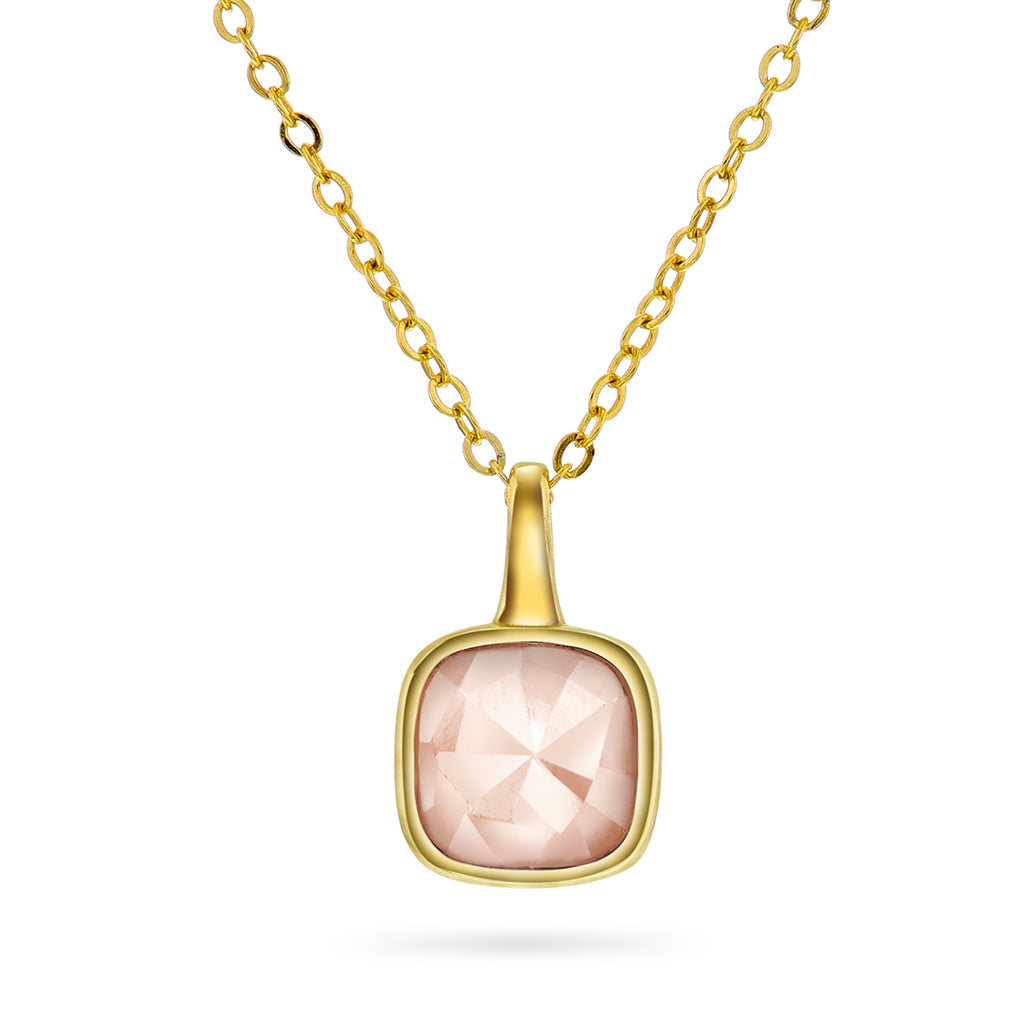 Smycken i förgyllt silver med rosa opal LOVE