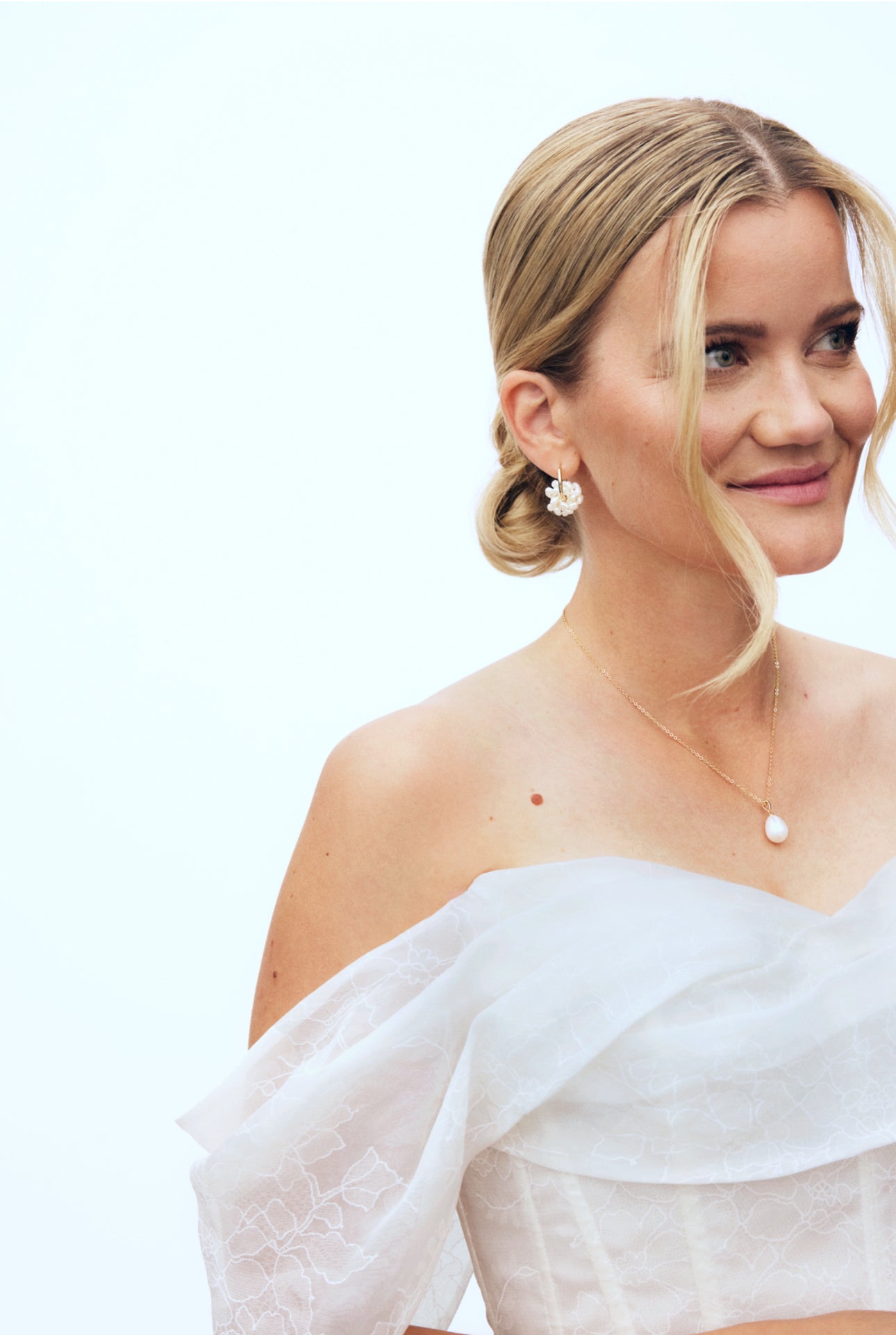 Smycken i förgyllt silver - pärldroppe